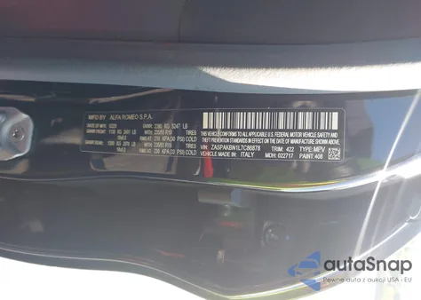 2020 Alfa Romeo Stelvio Ti Sport Awd из США, поврежденный, VIN ZASPAKBN1L7C86878